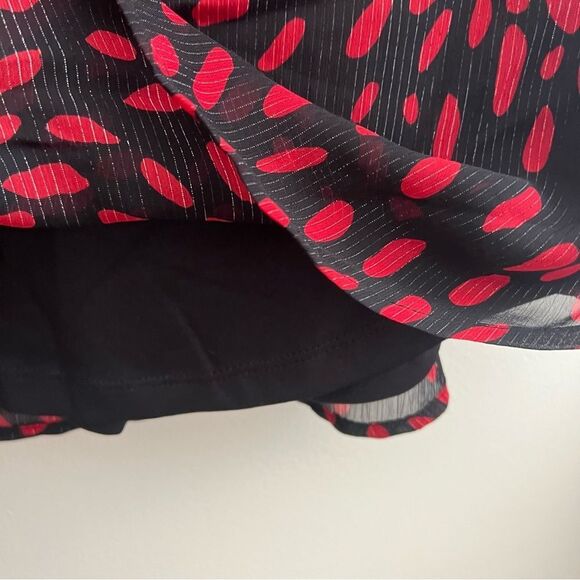 LIZ CLAIBORNE Career Size XXL Red Black Metallic 3/4 Sleeve top Lined EUC - Picture 7 of 12